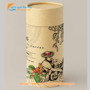 Hộp quà giấy cứng sang trọng từ cà phê hạt rang mộc & phin Inox King Hung Coffee