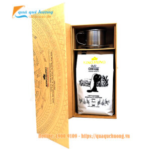 Hộp quà giấy cứng sang trọng từ cà phê rang xay nguyên chất & phin Inox King Hung Coffee