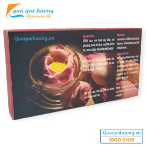Trà hoa sen huế hộp 5 hoa sấy khô, hút chân không, thức uống tốt cho sức khỏe - Đặc sản Huế