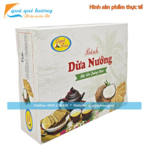 Bánh dừa nướng Quỳnh Trân hộp trắng 220gr - Đặc sản Quảng Nam làm quà