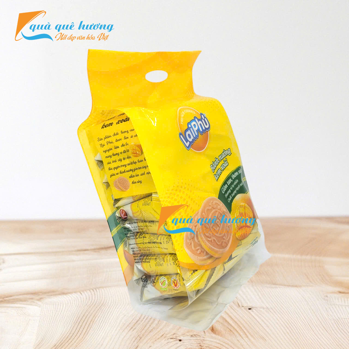 Banh-nuong-kem-xoai Bánh Cookies Kẹp Kem Xoài Lai Phú 350G - Hương Vị Nhiệt Đới Thơm Ngon (Chuẩn HVNCLC)